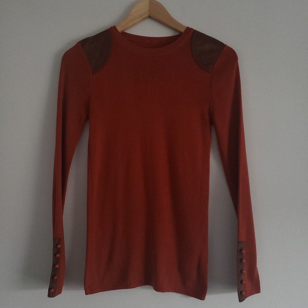 Women's Long Sleeve Dark Orange Knit Top